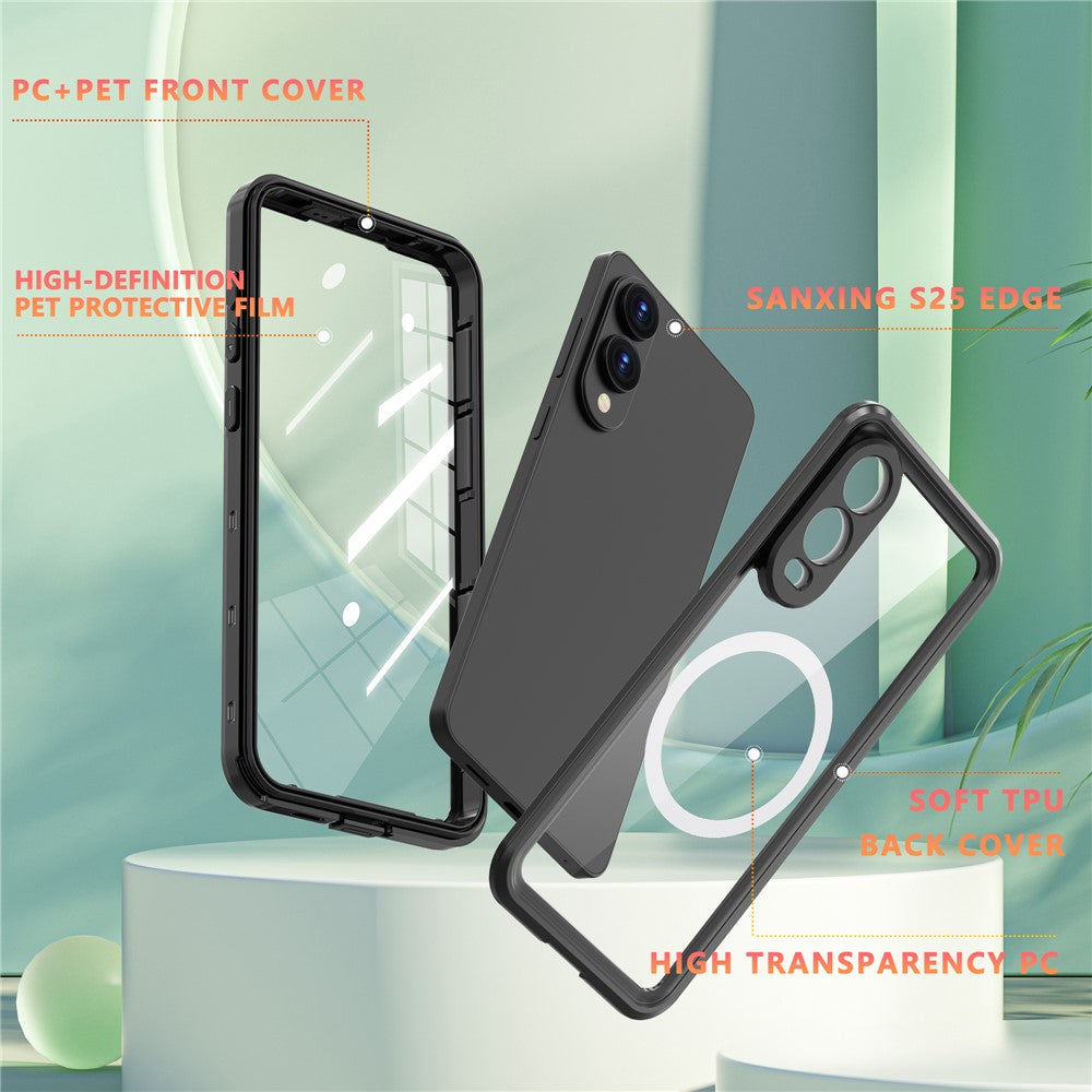 For Samsung Galaxy S25 Edge Case IP68 Phone Cover Magnetic Case - Black