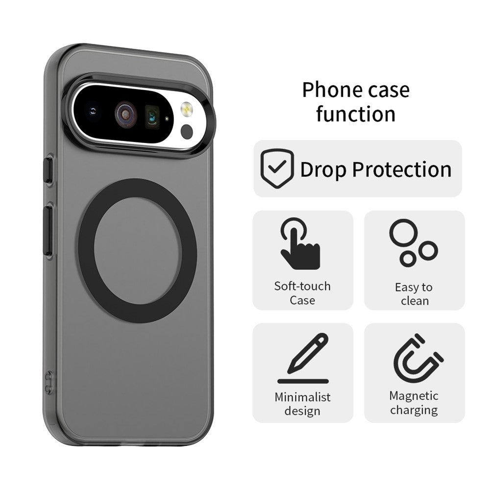 For Google Pixel 10 / 10 Pro Magnetic Case Anti Drop Hybrid Phone Back Cover - Black