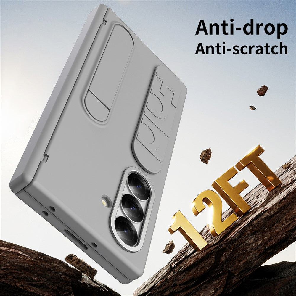 For Samsung Galaxy Z Fold7 5G Case Kickstand Wristband Hard PC Phone Cover - Grey