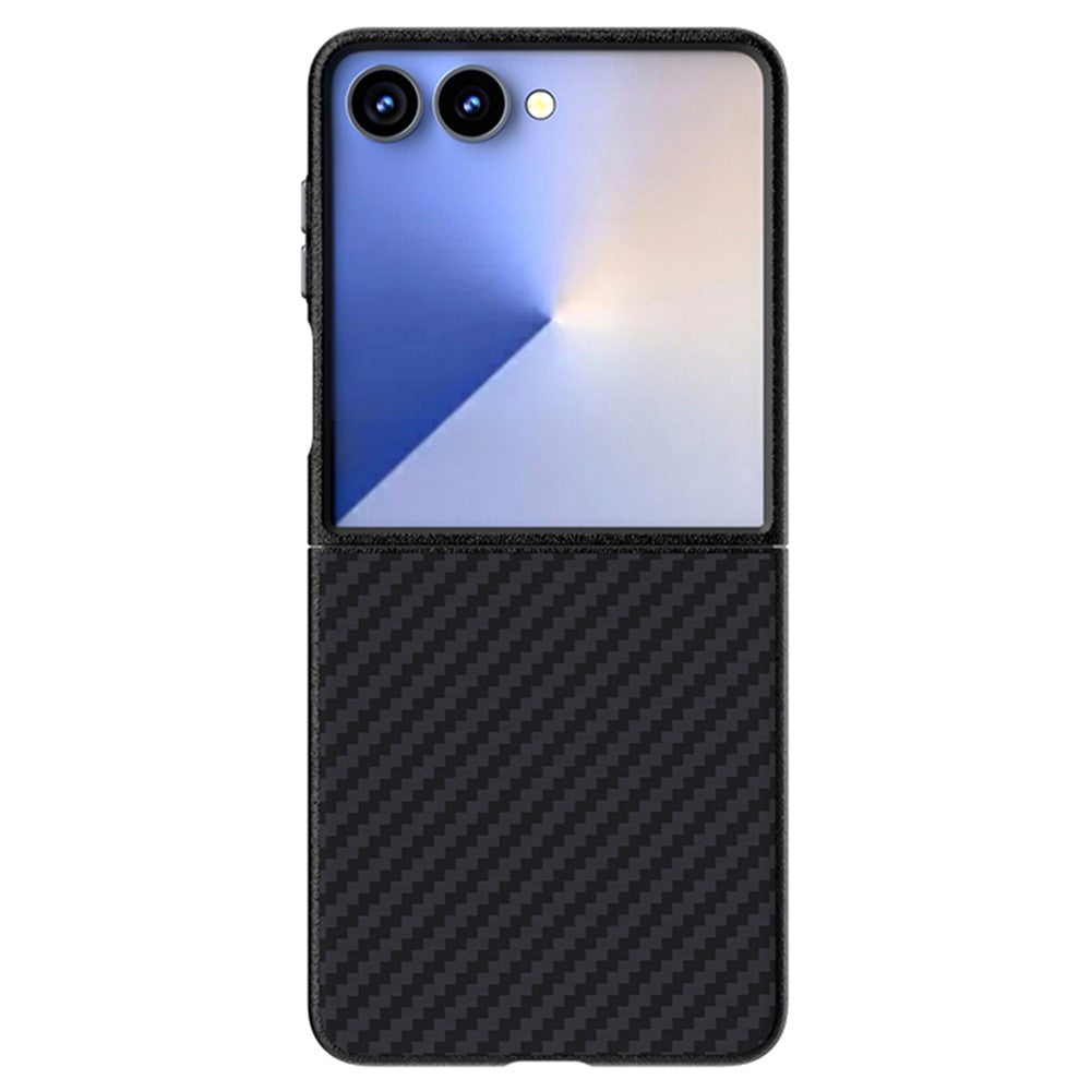 For Samsung Galaxy Z Flip7 5G Magnetic Case Carbon Fiber Texture Back Cover - Black