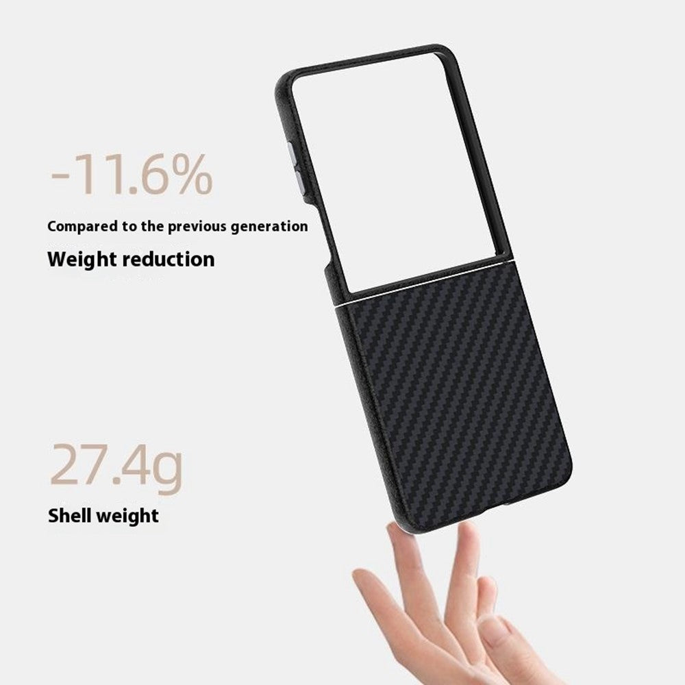 For Samsung Galaxy Z Flip7 5G Magnetic Case Carbon Fiber Texture Back Cover - Black