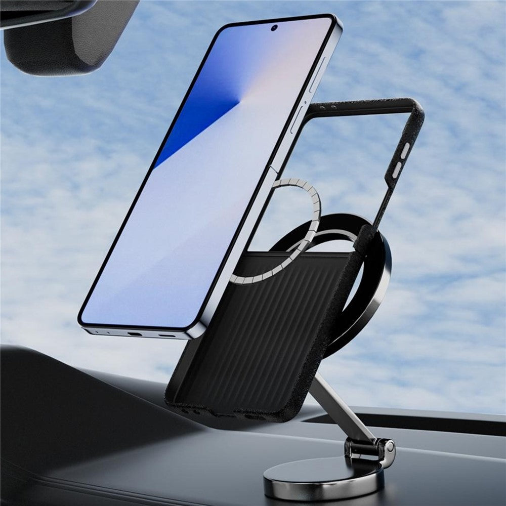 For Samsung Galaxy Z Flip7 5G Magnetic Case Carbon Fiber Texture Back Cover - Black