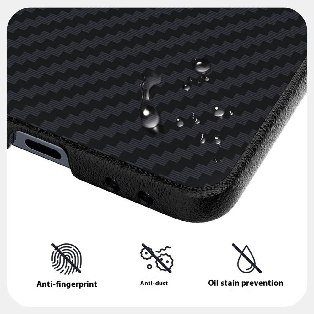For Samsung Galaxy Z Flip7 5G Magnetic Case Carbon Fiber Texture Back Cover - Black