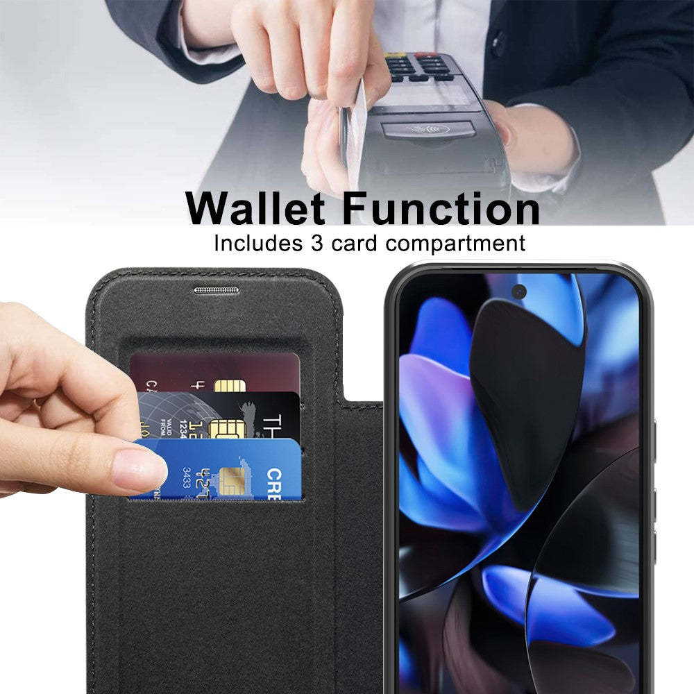 For Google Pixel 10 / 10 Pro Magnetic Case Leather Phone Cover - Black