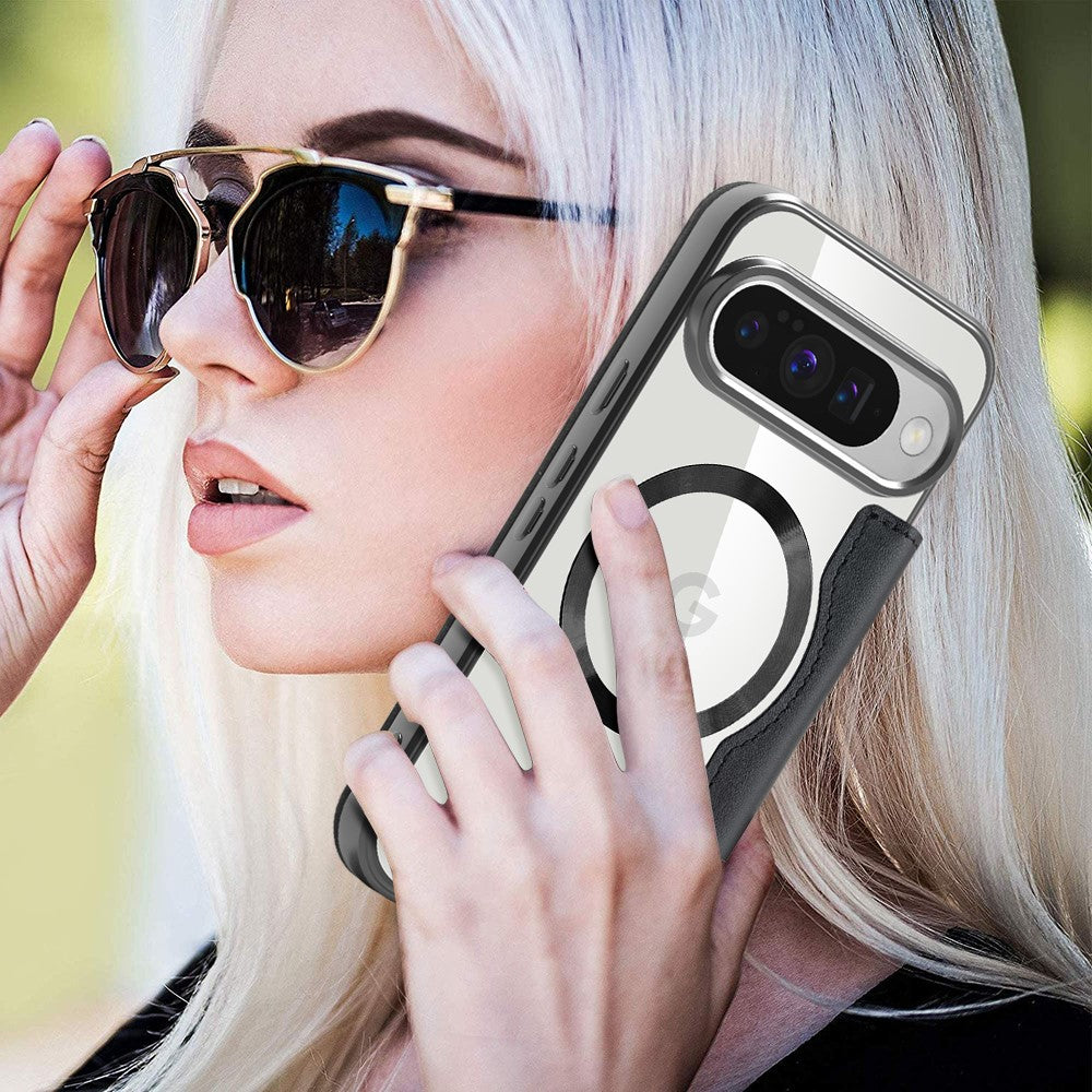 For Google Pixel 10 / 10 Pro Magnetic Case Leather Phone Cover - Black