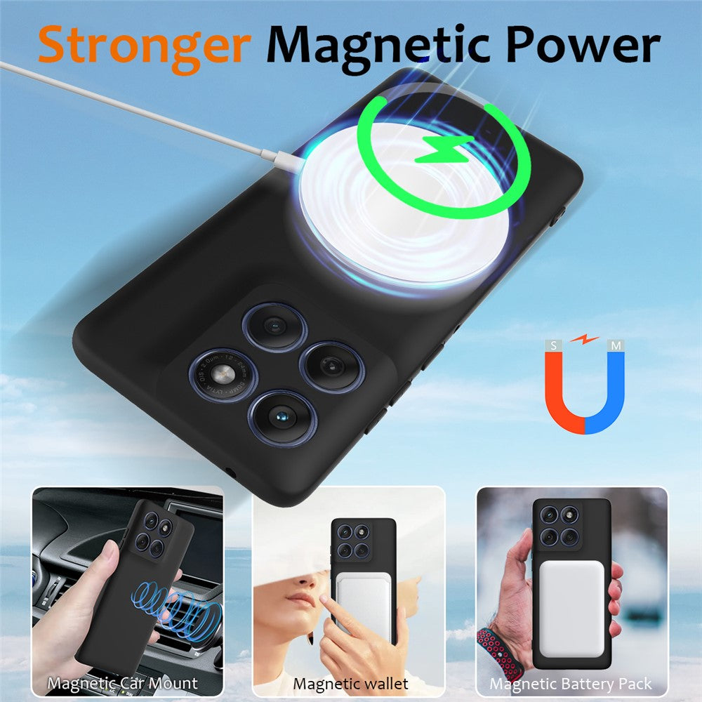 For Motorola Edge 60 Pro 5G Magnetic Case Liquid Silicone Phone Cover - Black