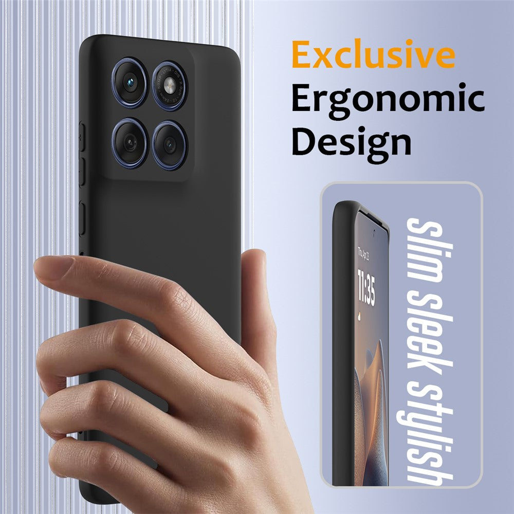 For Motorola Edge 60 Pro 5G Magnetic Case Liquid Silicone Phone Cover - Black