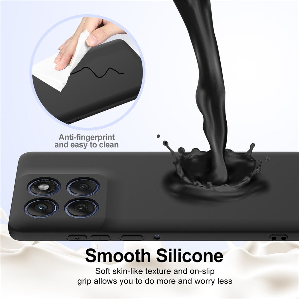 For Motorola Edge 60 Pro 5G Magnetic Case Liquid Silicone Phone Cover - Black