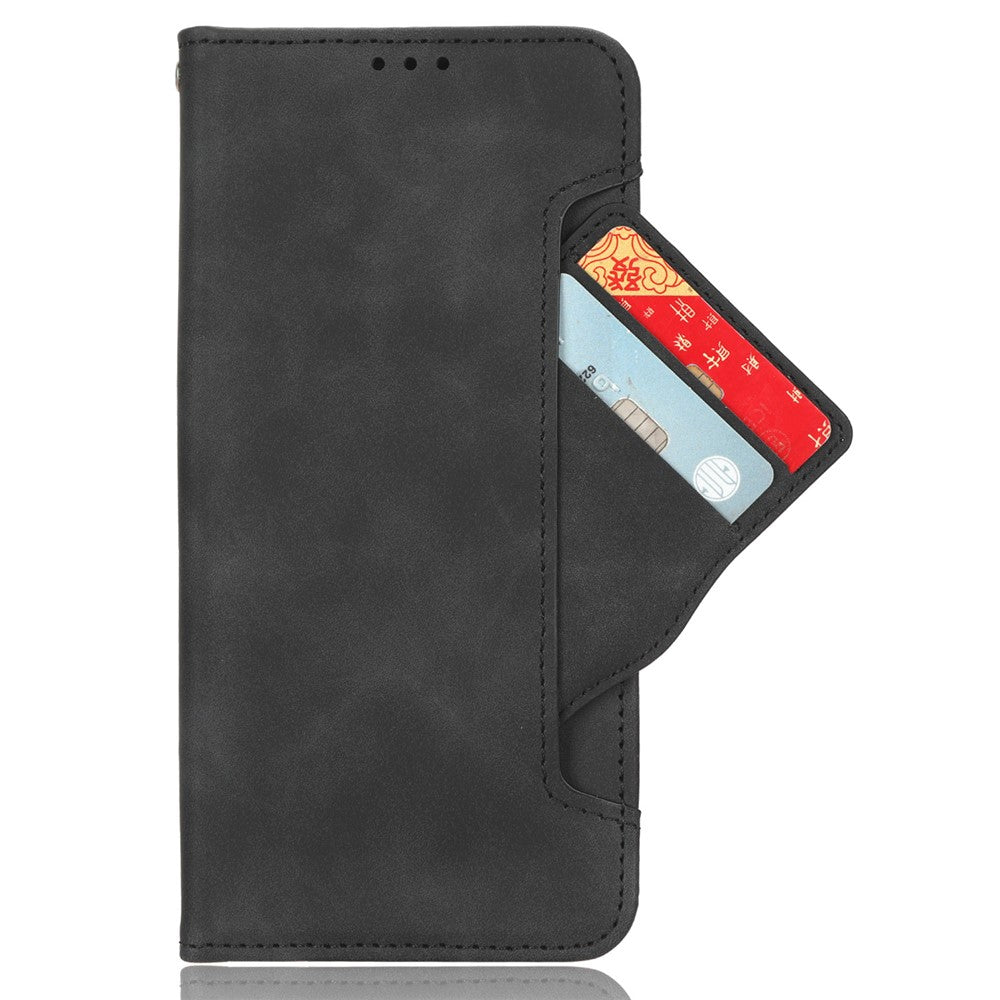 For Motorola Edge 60 Pro 5G Leather Case Phone Wallet Cover with Multiple Card Slots - Black