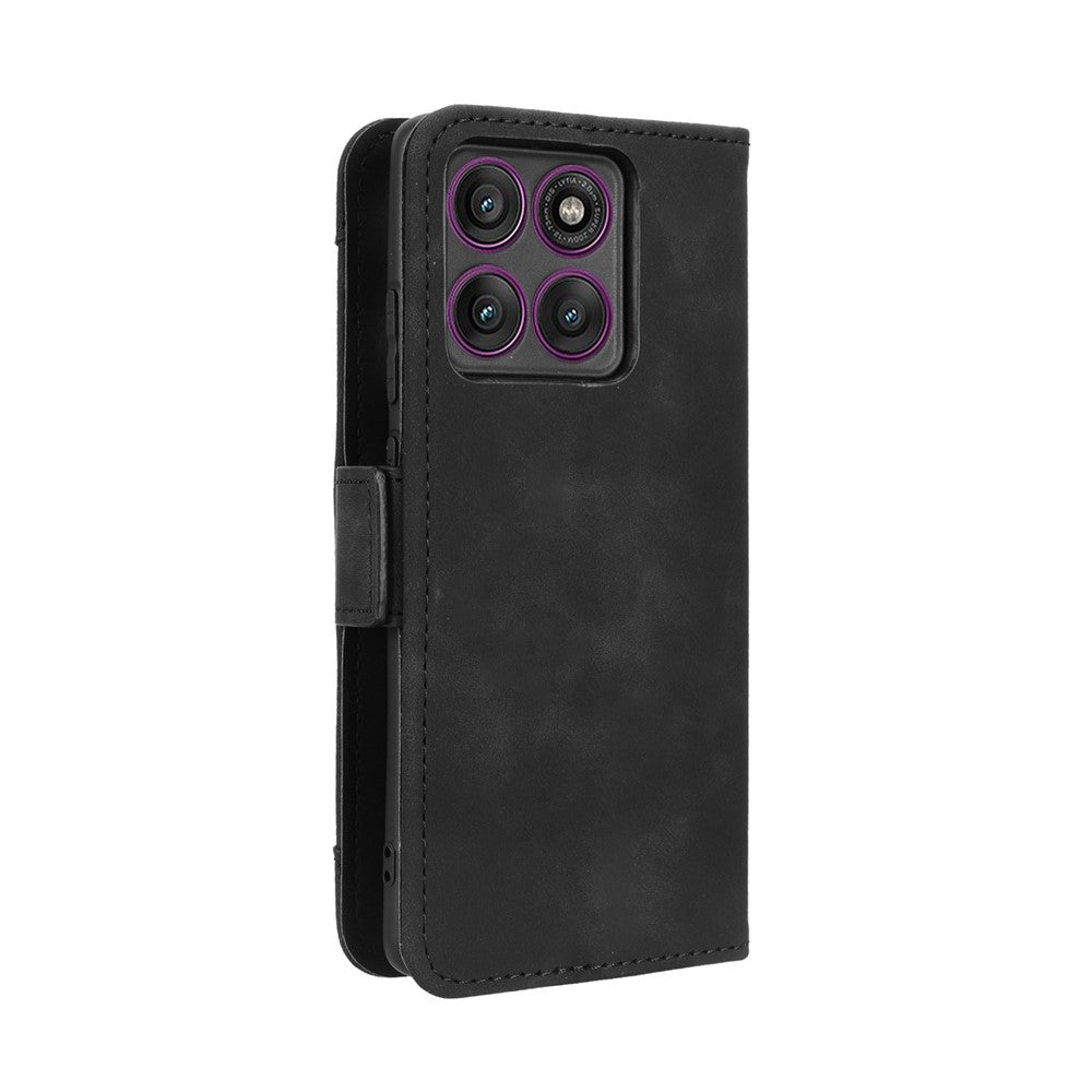 For Motorola Edge 60 Pro 5G Leather Case Phone Wallet Cover with Multiple Card Slots - Black