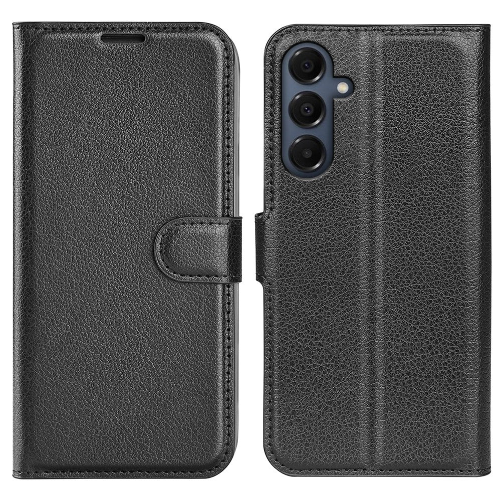 For Samsung Galaxy A17 5G / 4G / F17 5G / M17?5G Case Litchi Texture Leather Wallet Phone Cover - Black