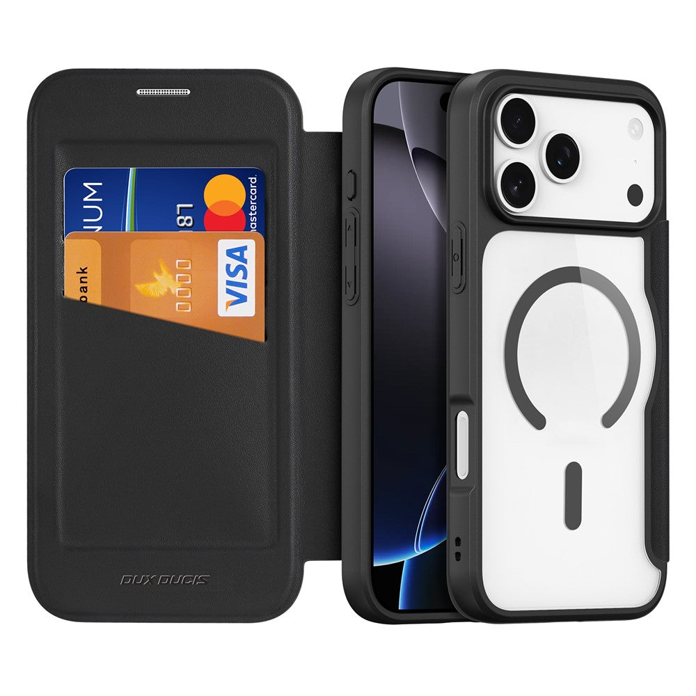 For iPhone 17 Pro Leather Case Flip Cover - Black