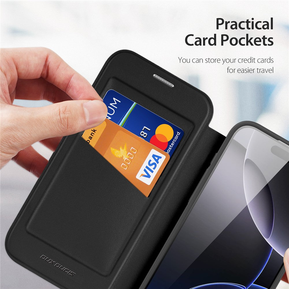 For iPhone 17 Pro Leather Case Flip Cover - Black