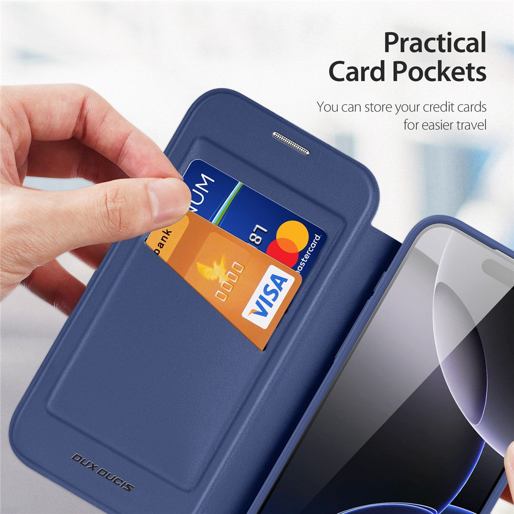 For iPhone 17 Pro Leather Case Flip Cover - Blue