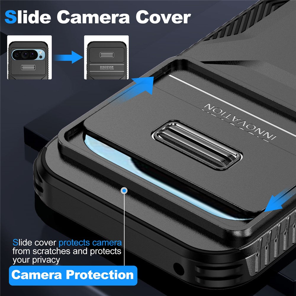 For Google Pixel 10 Pro / 10 / 9 Pro / 9 Case Camshield TPU + PC Phone Cover Non-Slip Side Edge - Black