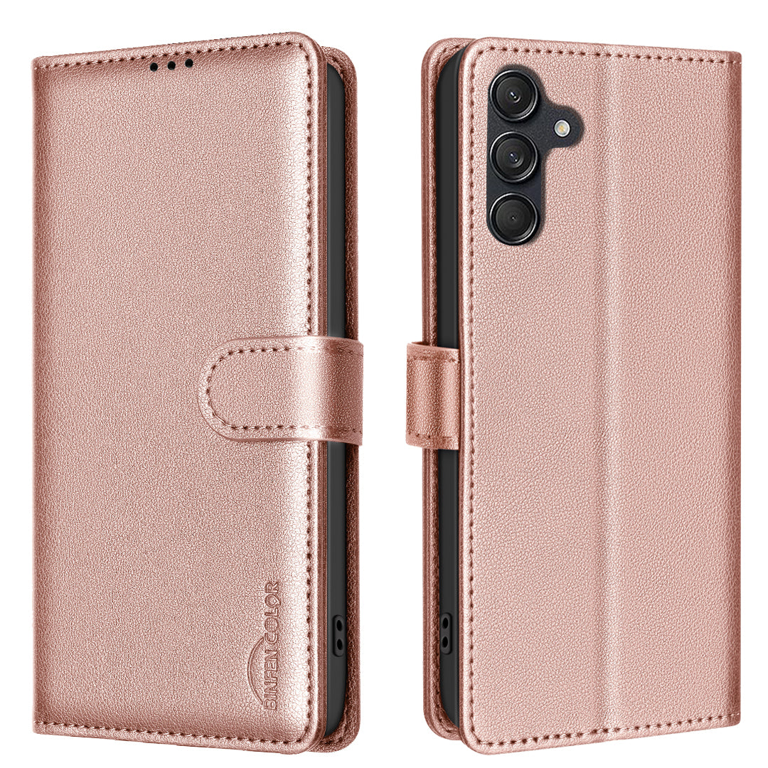 For Samsung Galaxy S25 FE Leather Case Wallet Phone Cover - Rose Gold
