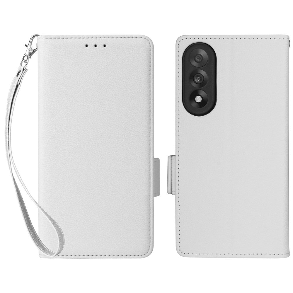 For OnePlus Nord 5 5G / Ace 5 Ultra 5G Case with Wrist Strap Litchi Texture PU Leather Wallet Phone Cover - White