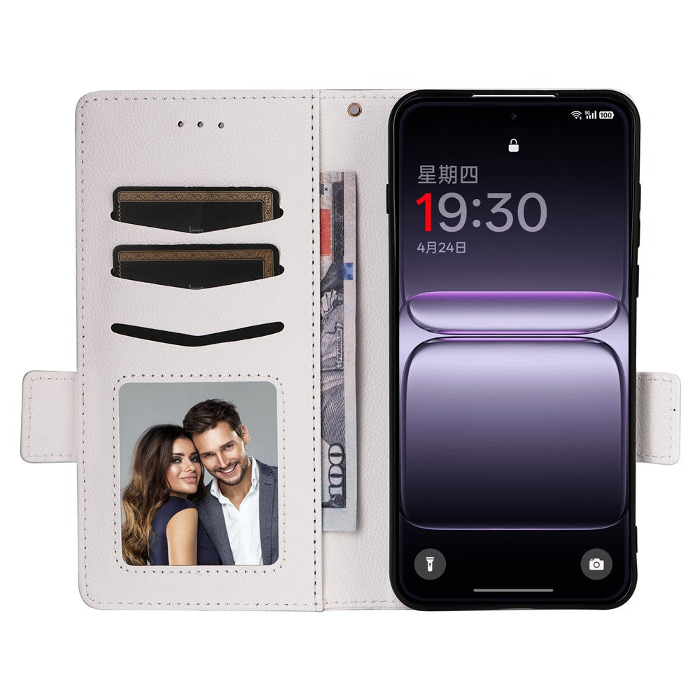 For OnePlus Nord 5 5G / Ace 5 Ultra 5G Case with Wrist Strap Litchi Texture PU Leather Wallet Phone Cover - White