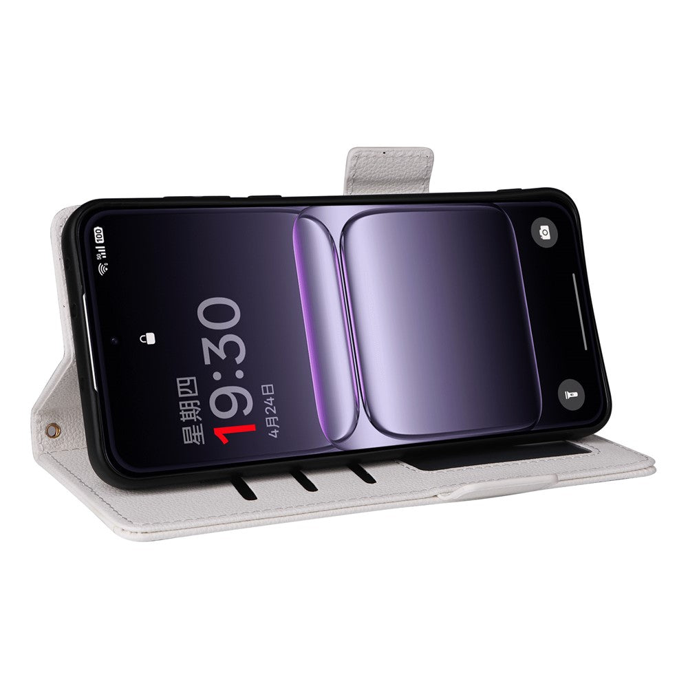 For OnePlus Nord 5 5G / Ace 5 Ultra 5G Case with Wrist Strap Litchi Texture PU Leather Wallet Phone Cover - White