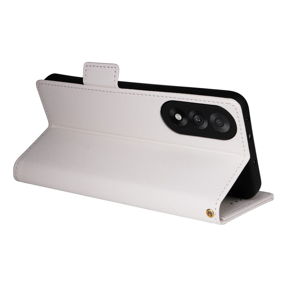 For OnePlus Nord 5 5G / Ace 5 Ultra 5G Case with Wrist Strap Litchi Texture PU Leather Wallet Phone Cover - White