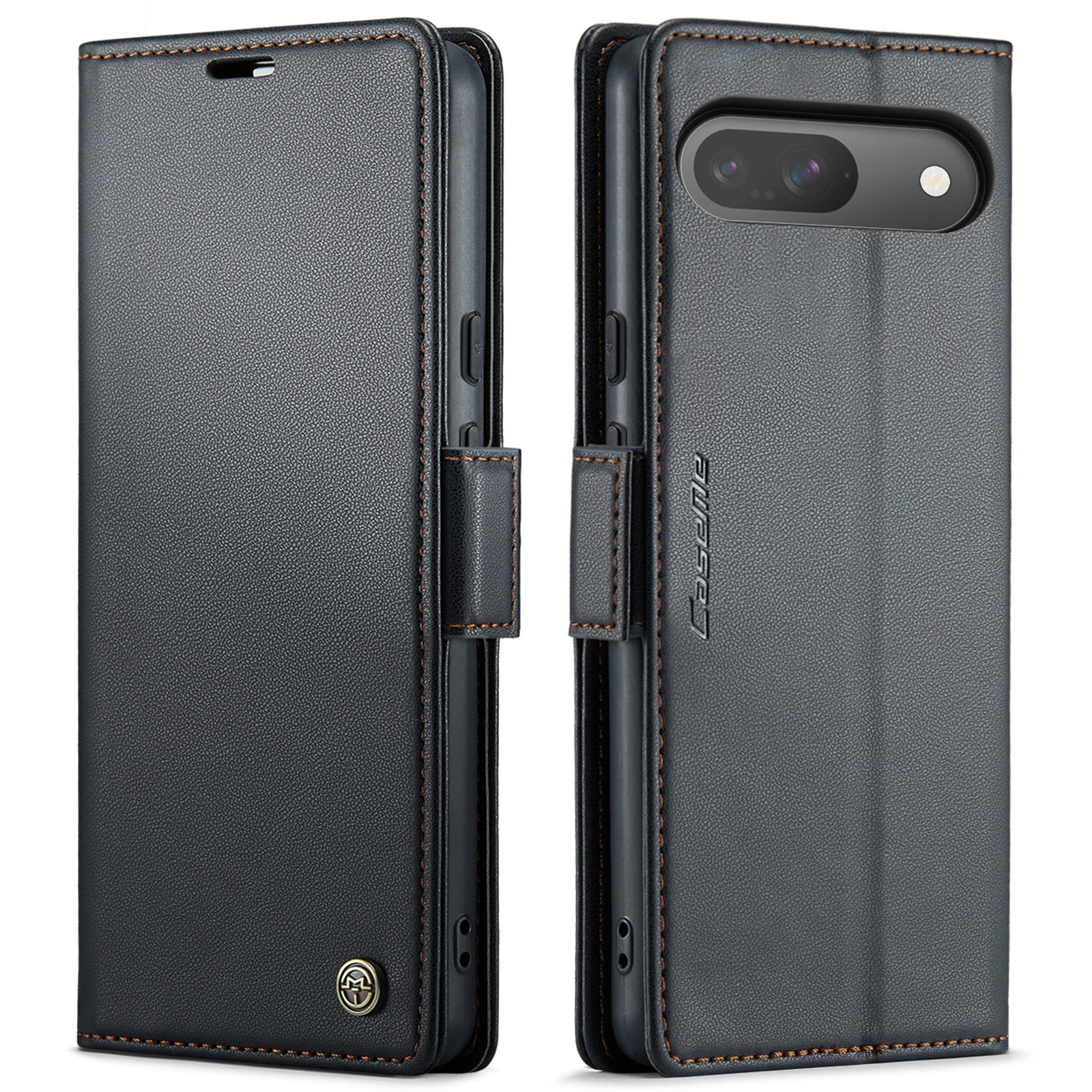 For Google Pixel 10 Pro / 10 / 9 Pro / 9 Case Series Leather Wallet Stand Phone Cover - Black