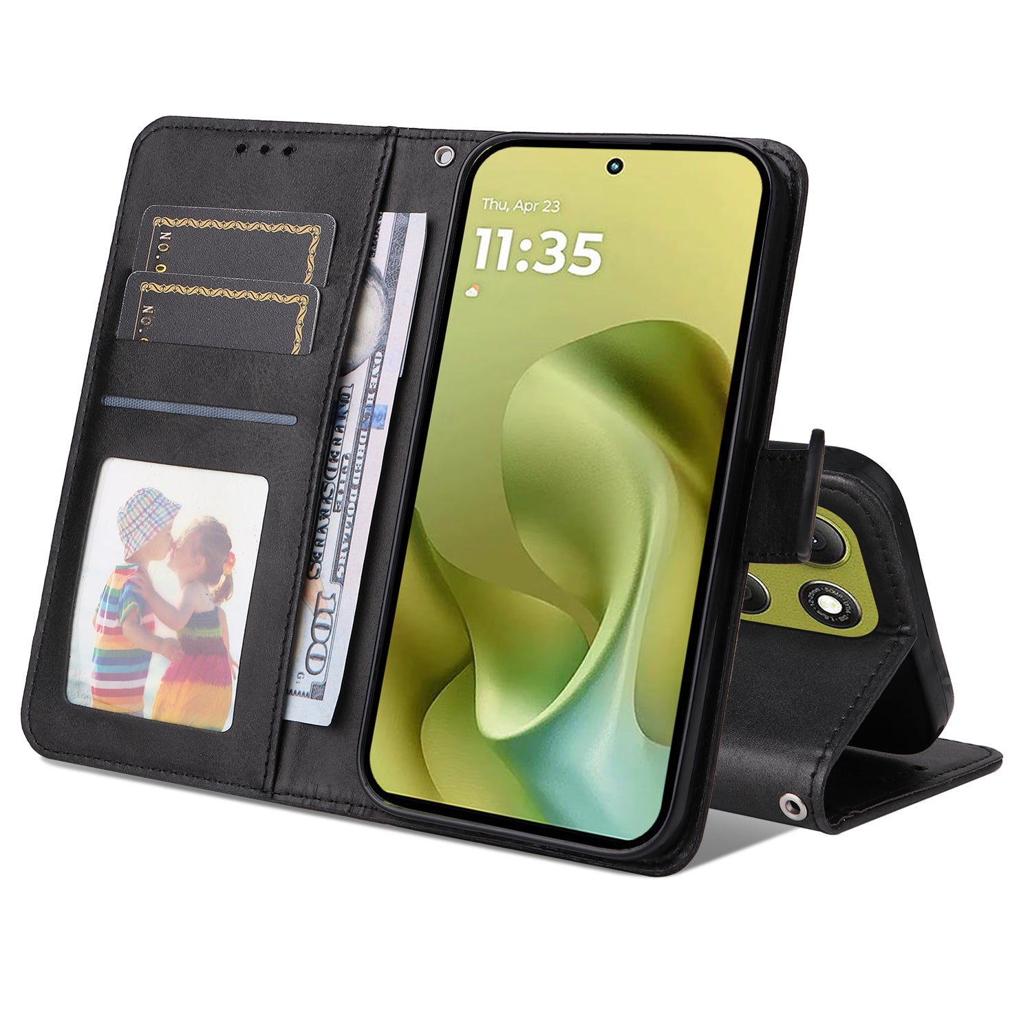 For Motorola Moto G86 Power 5G / G86 5G Case Wallet PU Leather Folio Flip Phone Cover - Black