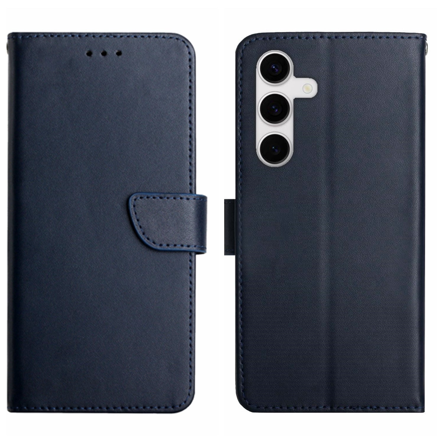 For Samsung Galaxy S25 FE Case  Cow Leather Phone Cover Nappa Texture - Blue
