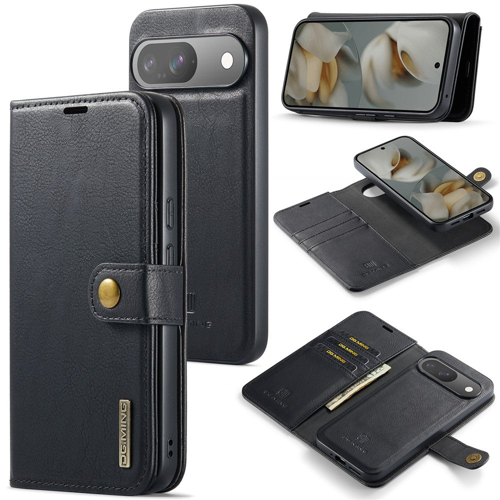 for Google Pixel 10 Pro / Pixel 10 Case Detachable Split Leather Phone Cover - Black