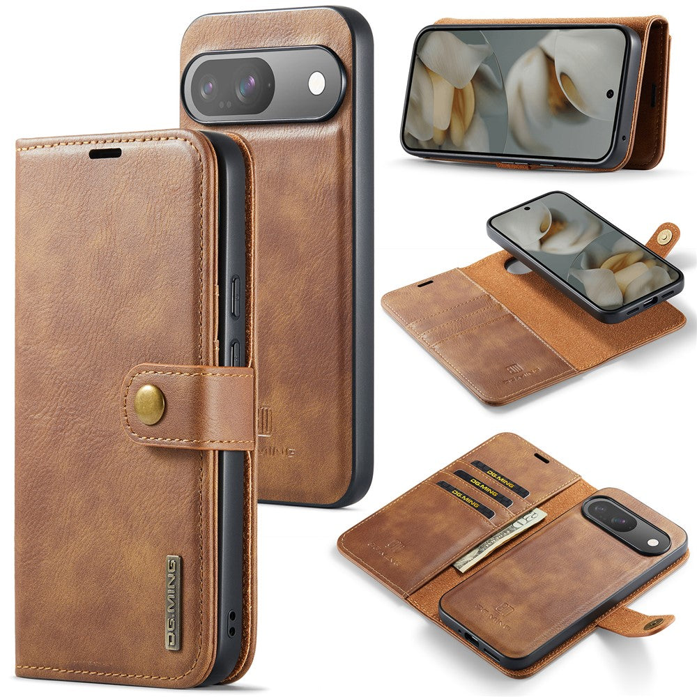 for Google Pixel 10 Pro / Pixel 10 Case Detachable Split Leather Phone Cover - Brown