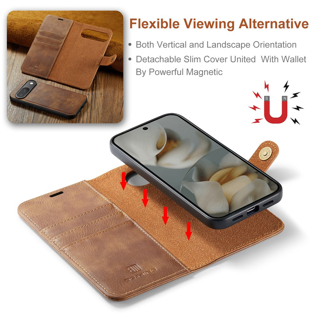 for Google Pixel 10 Pro / Pixel 10 Case Detachable Split Leather Phone Cover - Brown