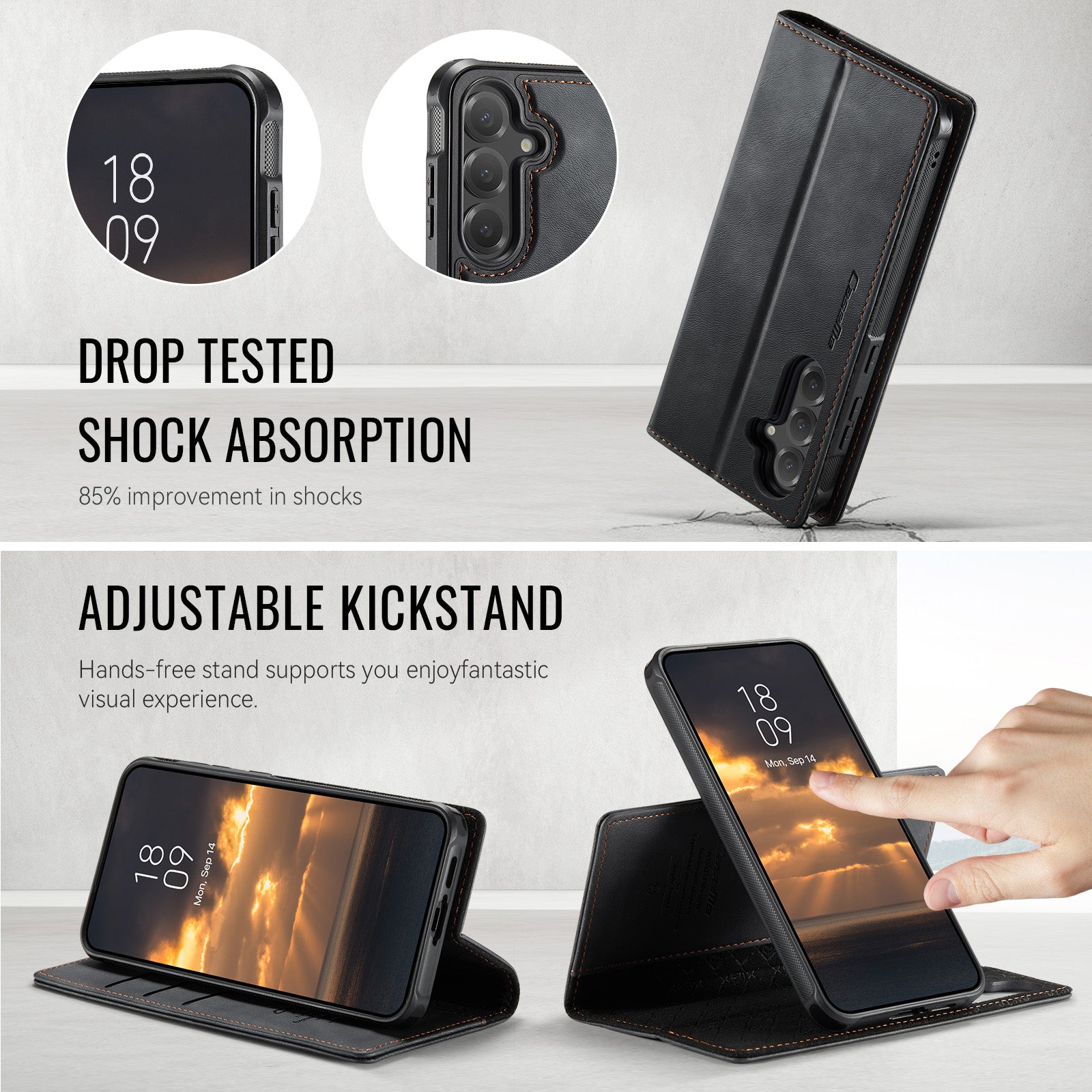 For Samsung Galaxy S25 / Galaxy S24 Case Magnetic Case Detachable Wallet Leather Phone Cover - Black