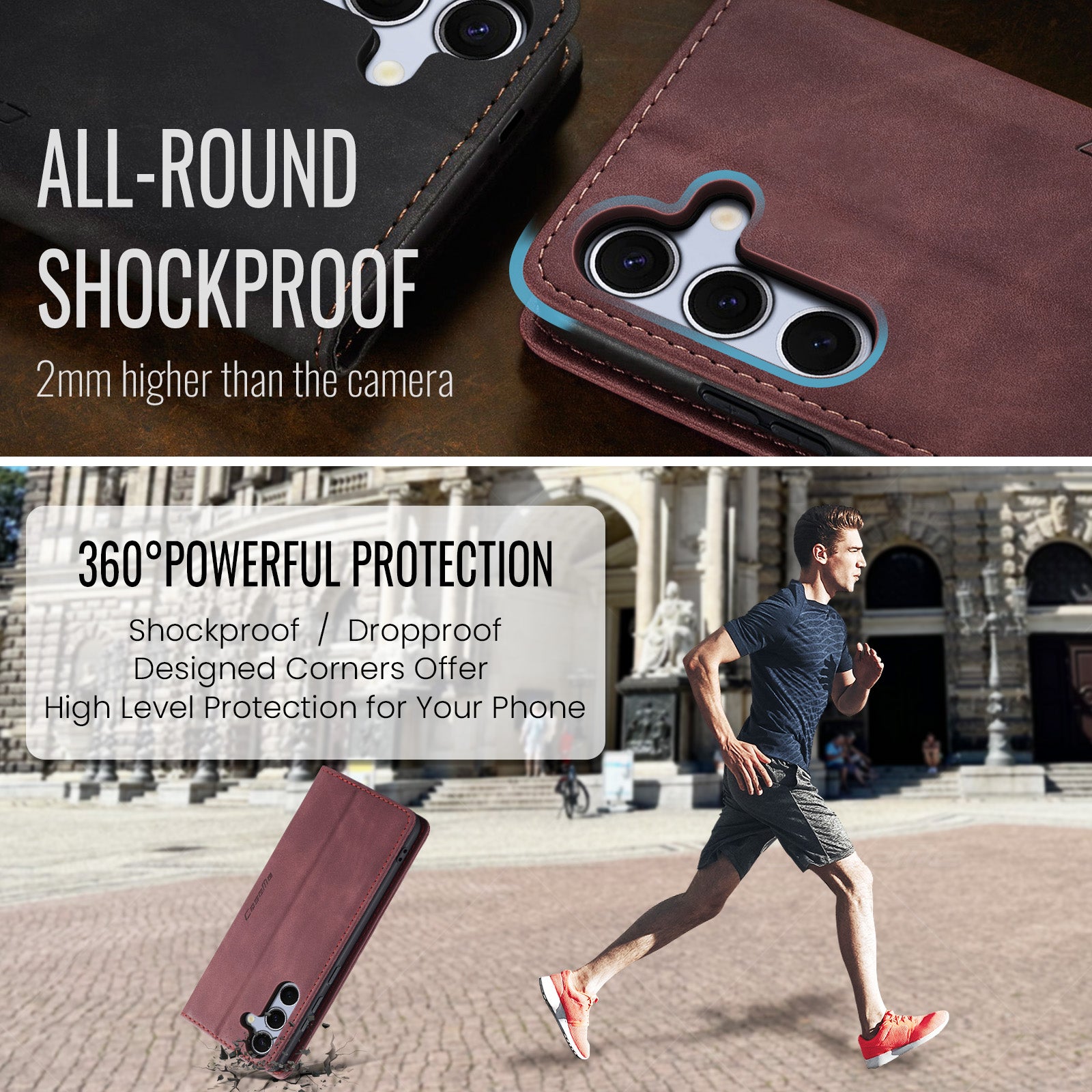 For Samsung Galaxy S25 FE Wallet Case PU Leather Phone Cover Stand - Red