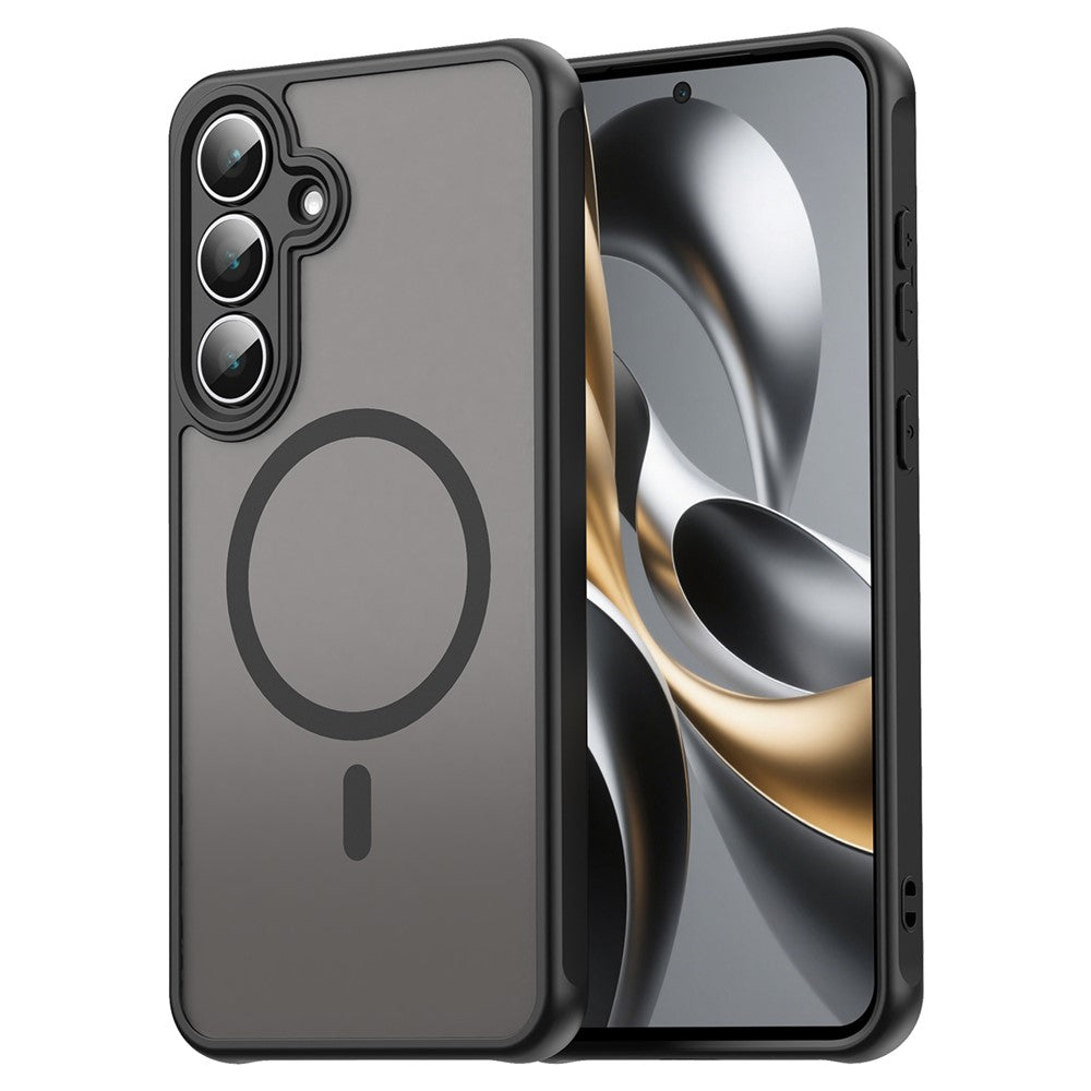 For Samsung Galaxy S25 FE Magnetic Case Anti Drop PC + TPU Phone Cover - Black