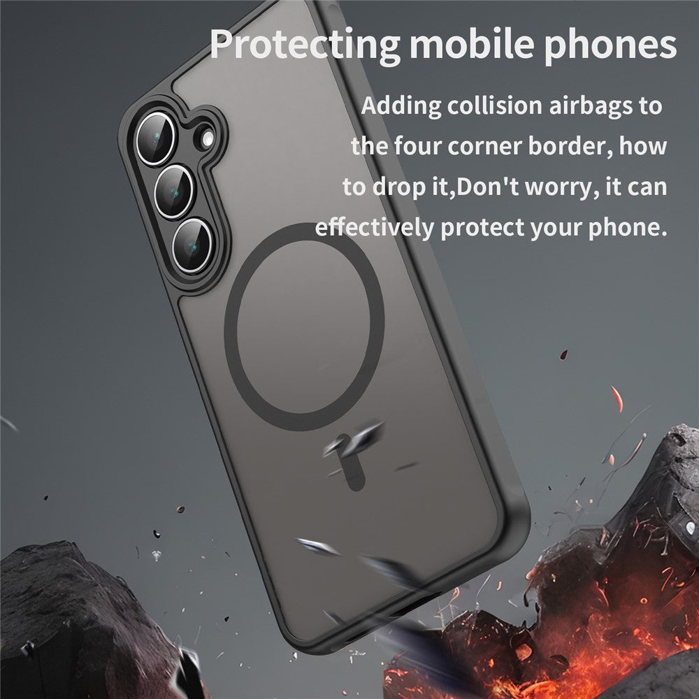 For Samsung Galaxy S25 FE Magnetic Case Anti Drop PC + TPU Phone Cover - Black