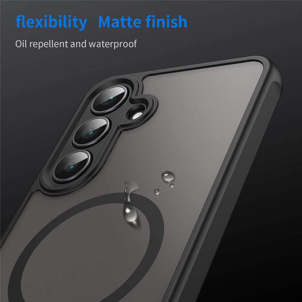 For Samsung Galaxy S25 FE Magnetic Case Anti Drop PC + TPU Phone Cover - Black