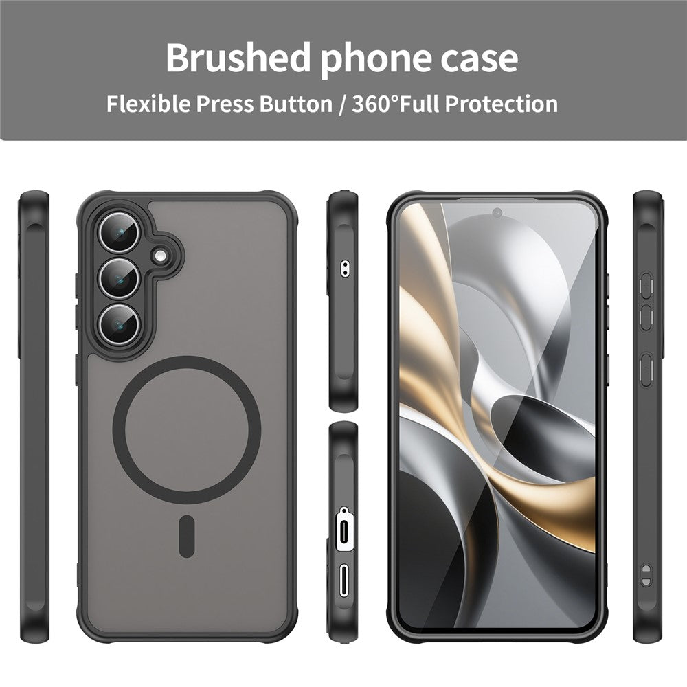 For Samsung Galaxy S25 FE Magnetic Case Anti Drop PC + TPU Phone Cover - Black