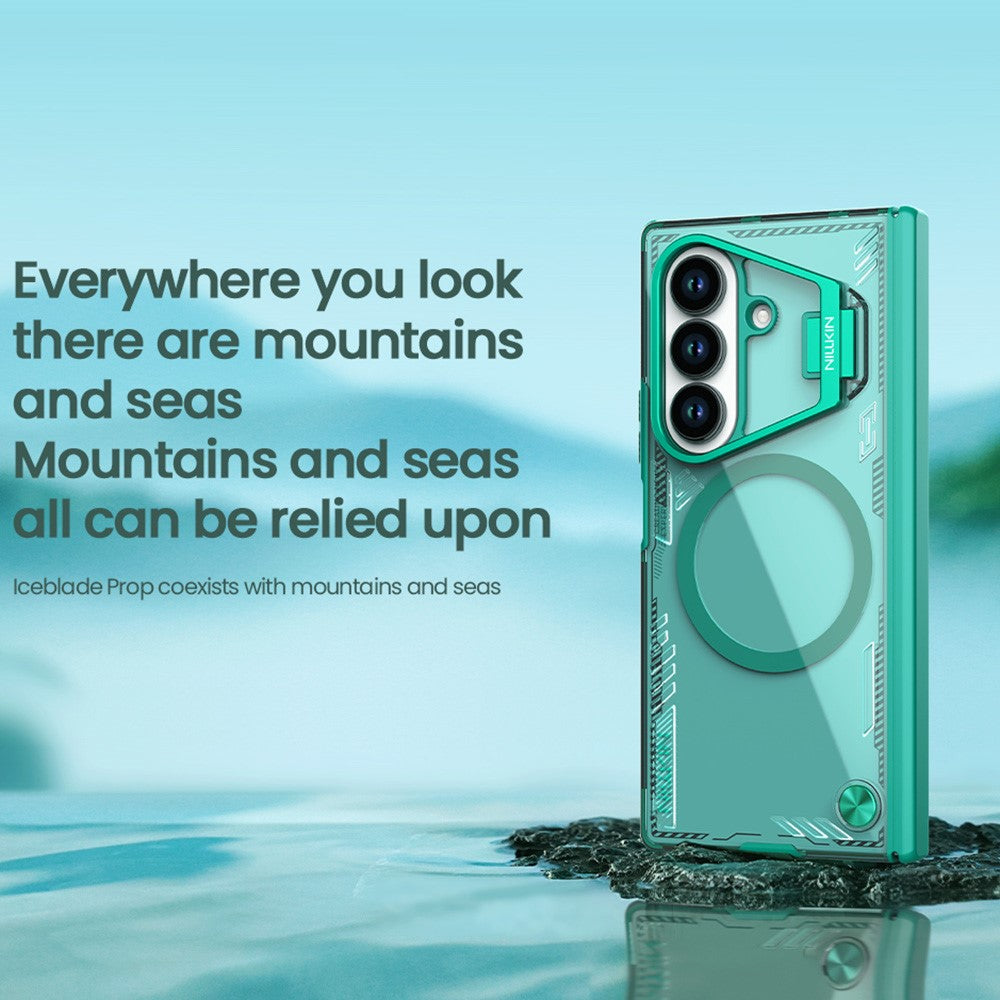 Iceblade CamProp For Samsung Galaxy Z Fold7 5G Magnetic Case Lens Frame Kickstand PC + TPU Phone Cover - Black