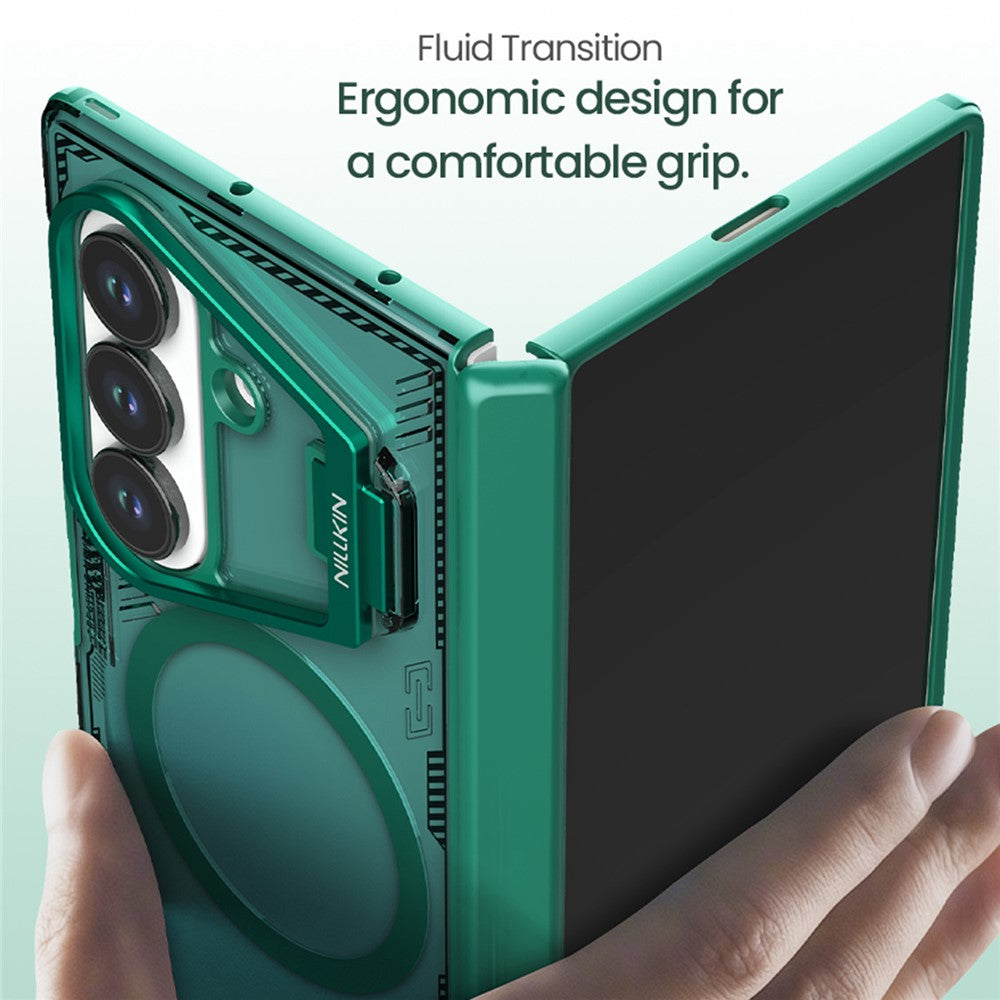 Iceblade CamProp For Samsung Galaxy Z Fold7 5G Magnetic Case Lens Frame Kickstand PC + TPU Phone Cover - Black