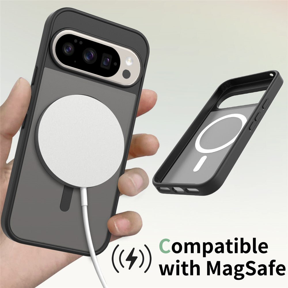 For Google Pixel 10 Pro / 10 / 9 Pro / 9 Magnetic Case TPU Frame Acrylic Back Phone Cover Skin Touch - Black