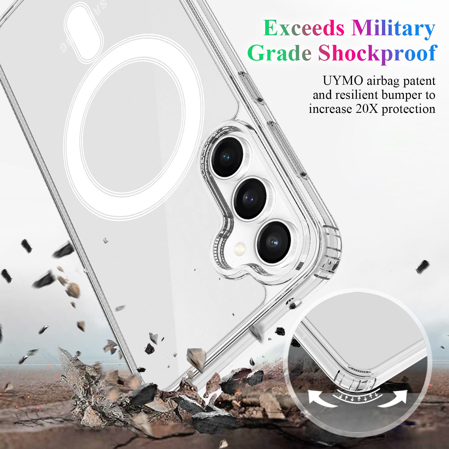 For Samsung Galaxy S25 FE Clear Phone Magnetic Case TPU+Acrylic Back Cover - Clear