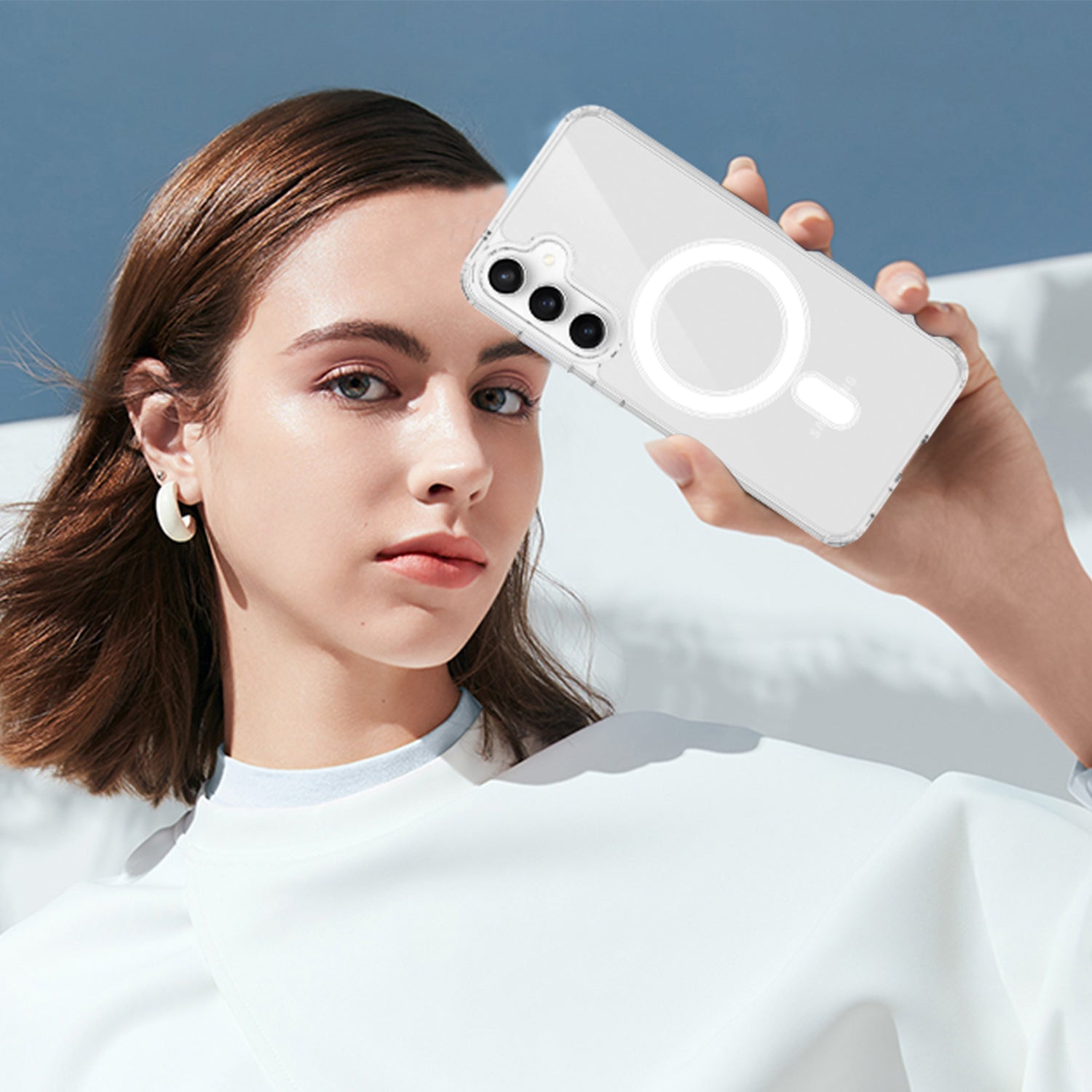 For Samsung Galaxy S25 FE Clear Phone Magnetic Case TPU+Acrylic Back Cover - Clear