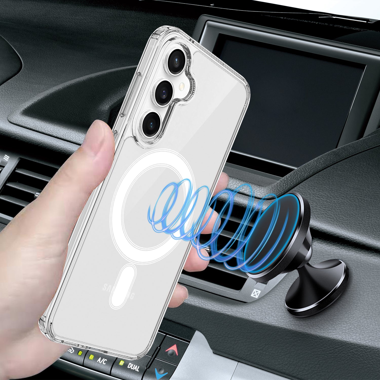 For Samsung Galaxy S25 FE Clear Phone Magnetic Case TPU+Acrylic Back Cover - Clear