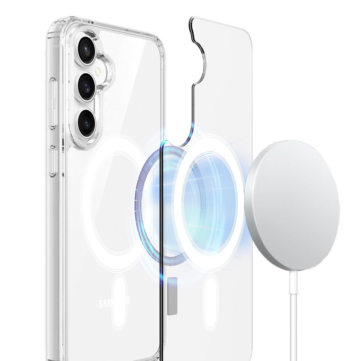 For Samsung Galaxy S25 FE Clear Phone Magnetic Case TPU+Acrylic Back Cover - Clear