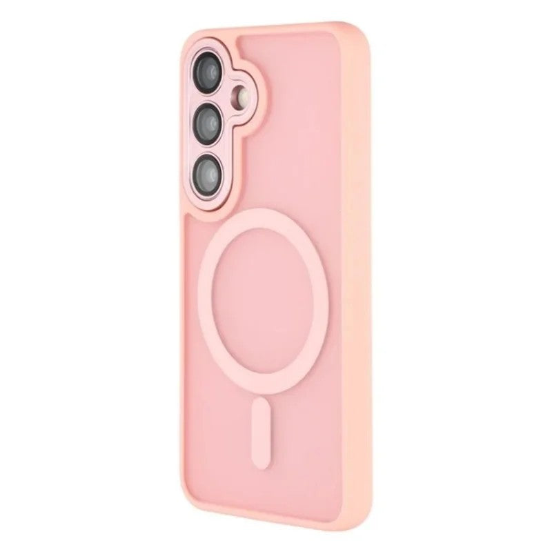 For Samsung Galaxy S25 FE Back Cover Magnetic Case PC TPU Phone Case - Pink