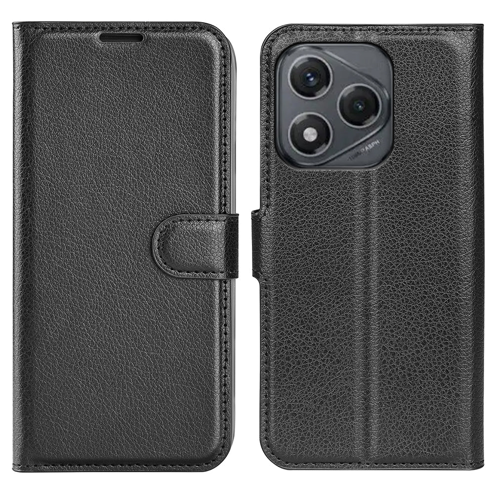 For Honor 400 Smart 5G / 4G / X7d 4G Case Litchi Texture Leather Wallet Phone Cover - Black
