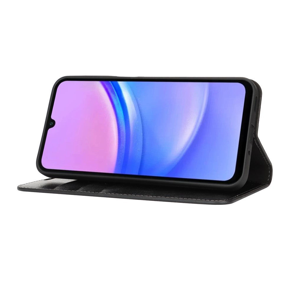 For Samsung Galaxy A17 5G / A17 4G Case Crazy Horse Texture Split Leather Wallet Phone Cover - Black