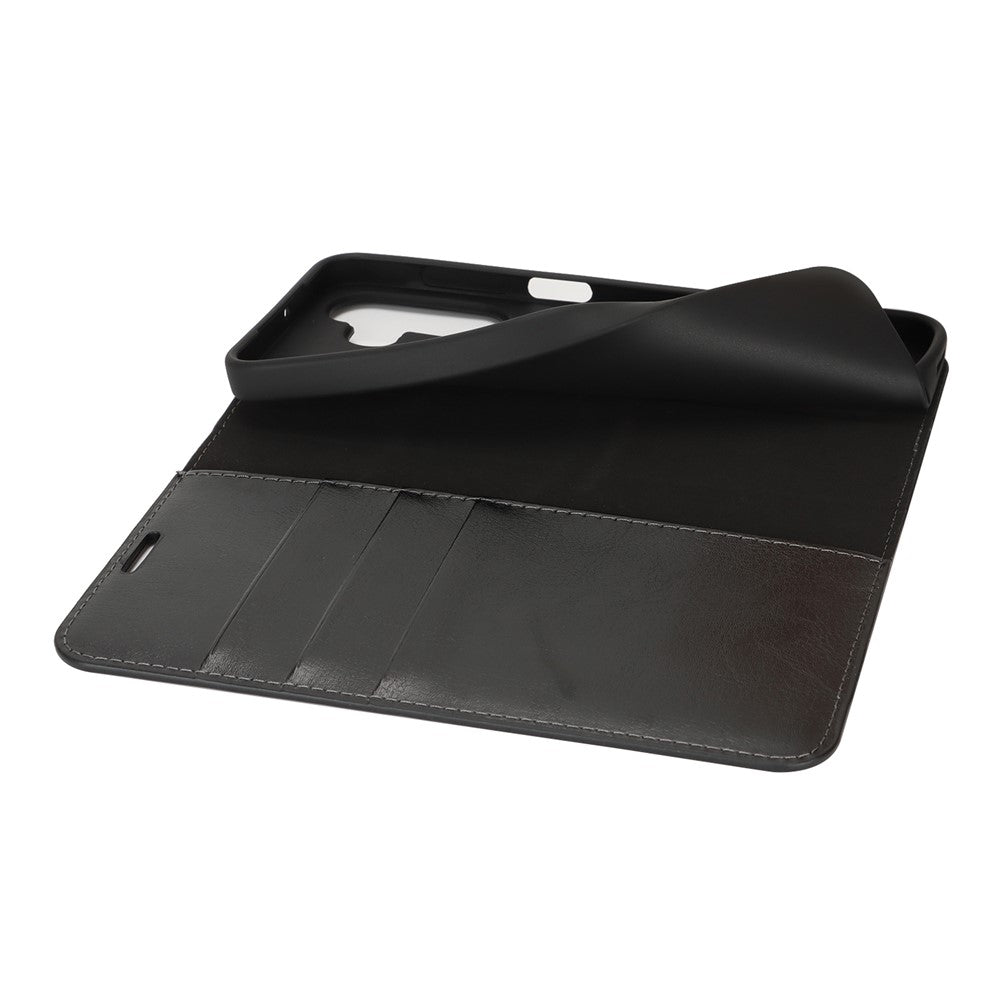 For Samsung Galaxy A17 5G / A17 4G Case Crazy Horse Texture Split Leather Wallet Phone Cover - Black