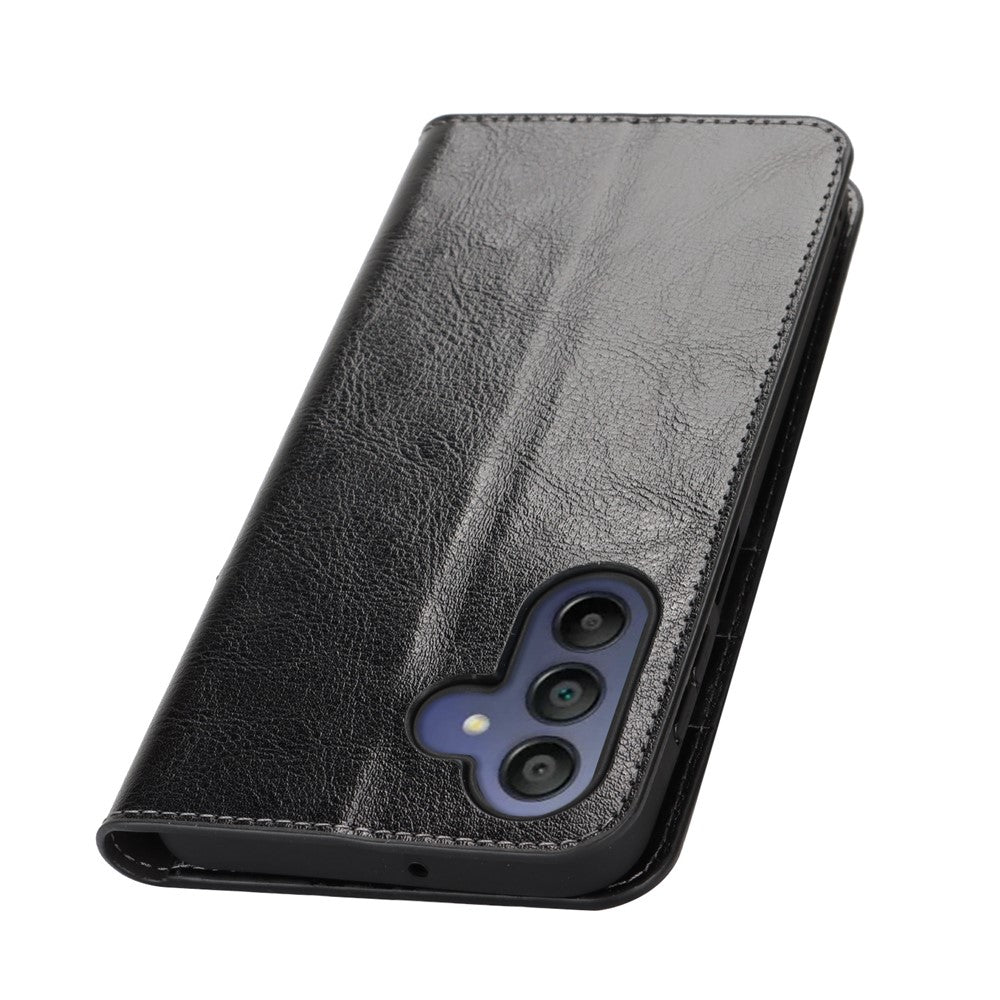 For Samsung Galaxy A17 5G / A17 4G Case Crazy Horse Texture Split Leather Wallet Phone Cover - Black