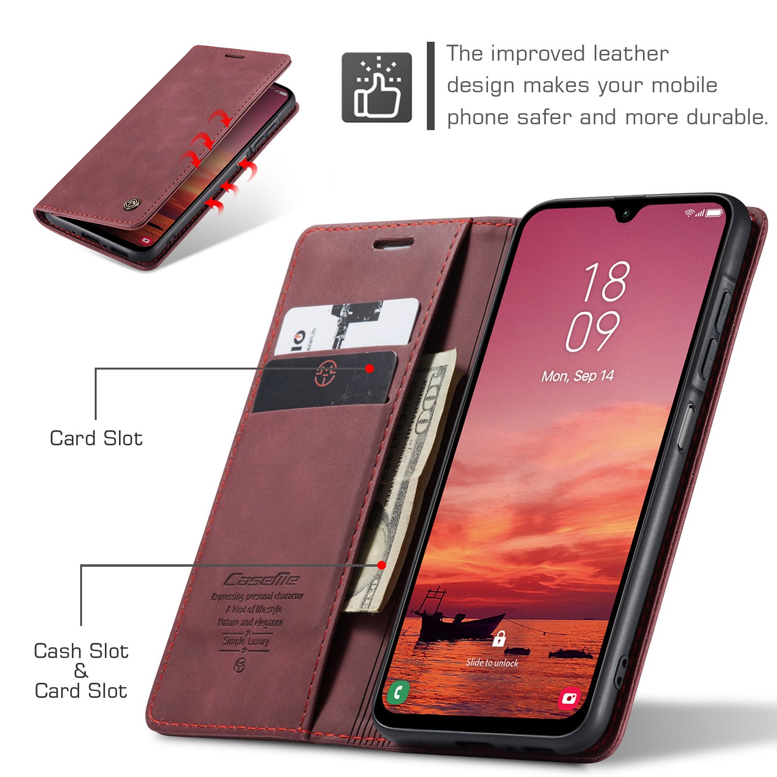 For Samsung Galaxy A17 5G / A17 4G Wallet Case PU Leather Phone Cover Stand - Red