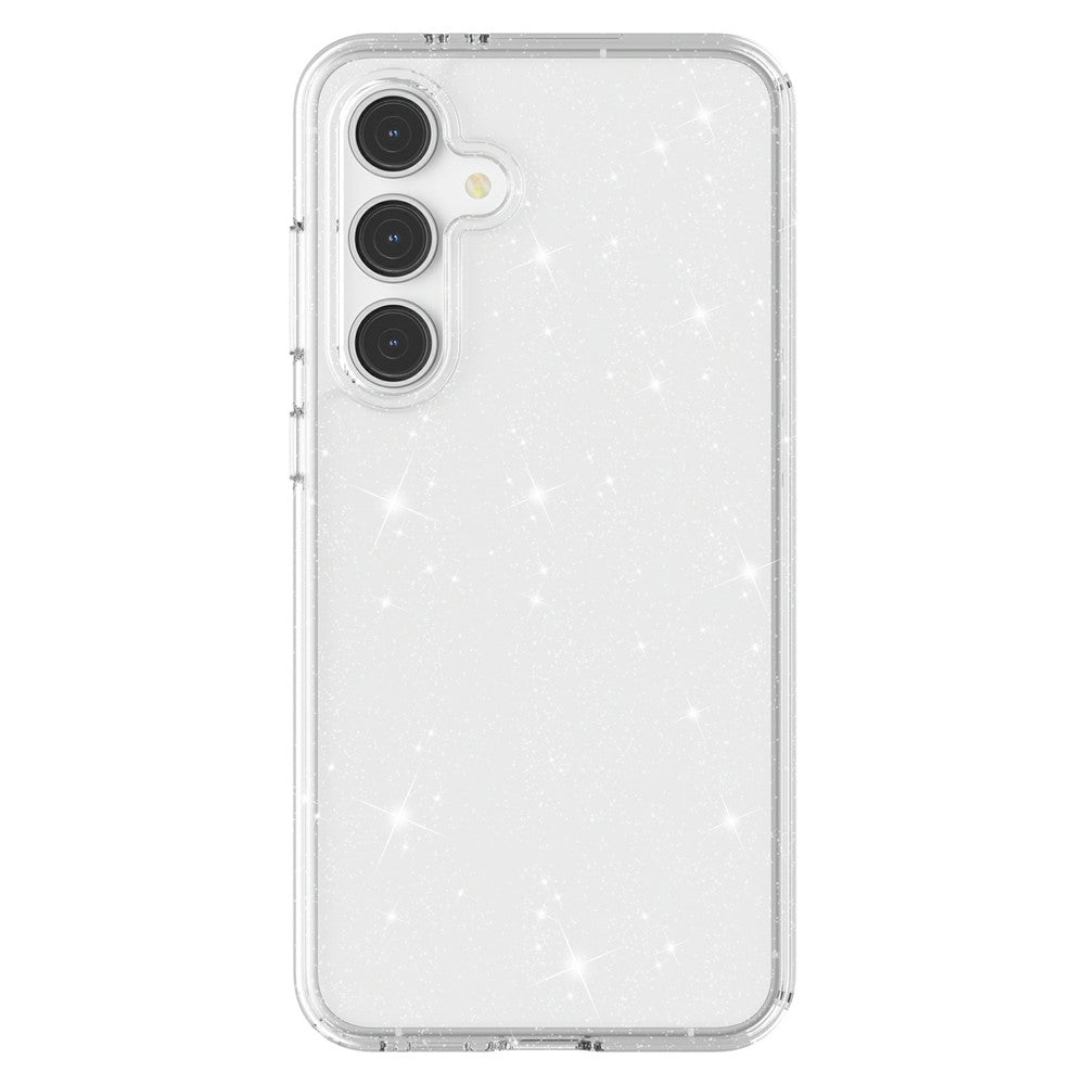 For Samsung Galaxy S25 FE Case Sparkly Powder Glitter Shiny Soft TPU + Hard PC Back Cover - White